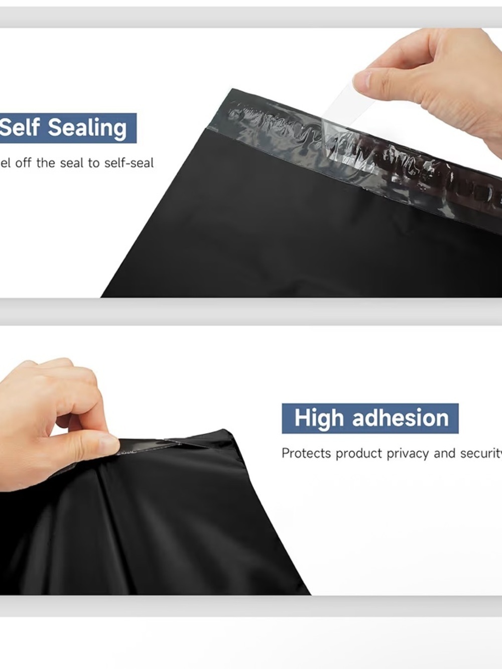 Black Protective Poly Mailer Envelopes - Pack of 15 - Picture 3 of 6